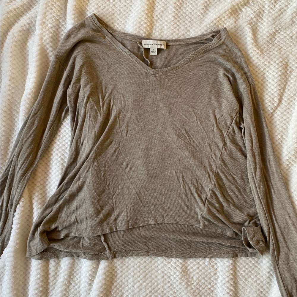 WHITE+WARREN Asymmetrical lightweight v neck